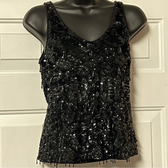 Lafayette 148 New York Tops Lafayette 48 Evening Black Silk Sequin